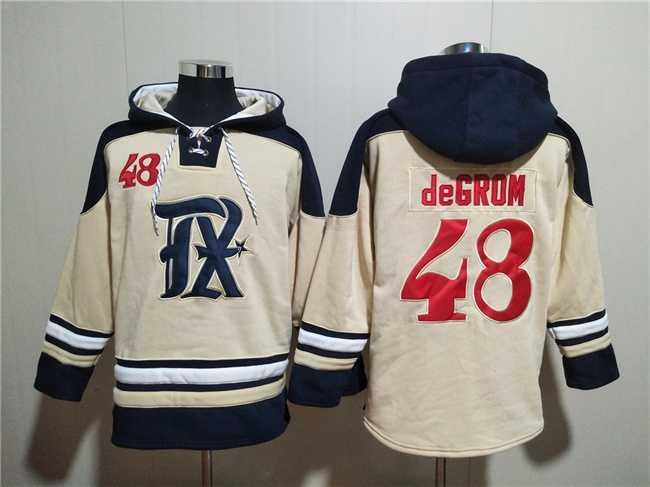 Men's Texas Rangers #48 Jacob DeGrom Cream Ageless Must-Have Lace-Up Pullover Hoodie,We sell and wholesale Men's Texas Rangers #48 Jacob DeGrom Cream Ageless Must-Have Lace-Up Pullover Hoodie on line form chian!